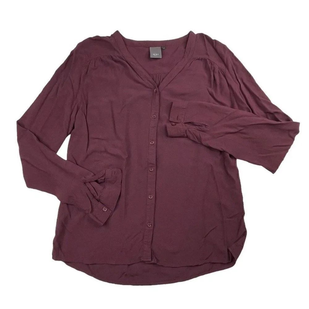 Ichi Marlene Maroon Button Up Blouse
